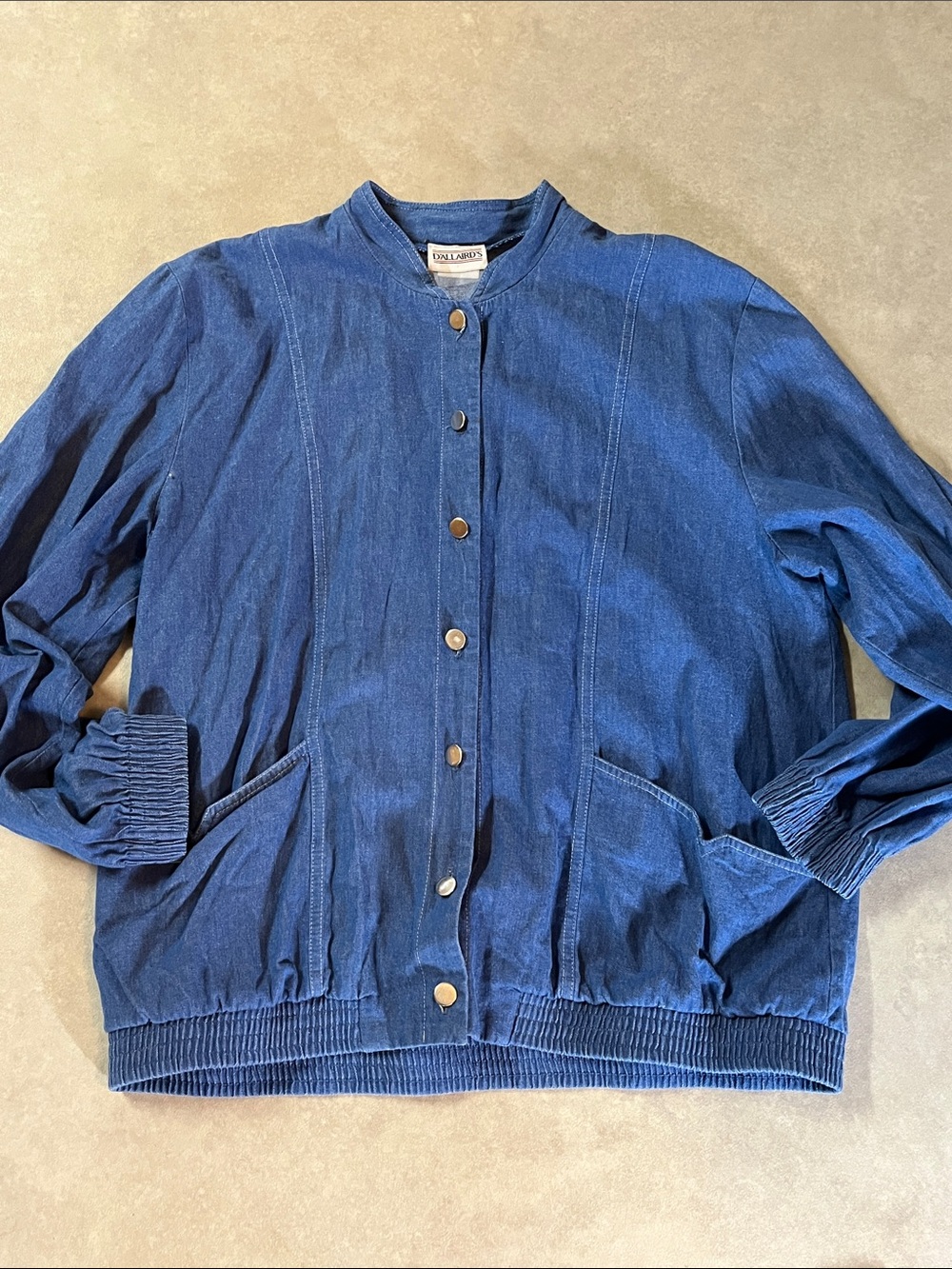Vintage D’ALLAIRDS Blue Denim Bomber Jacket with Snap Front
XL